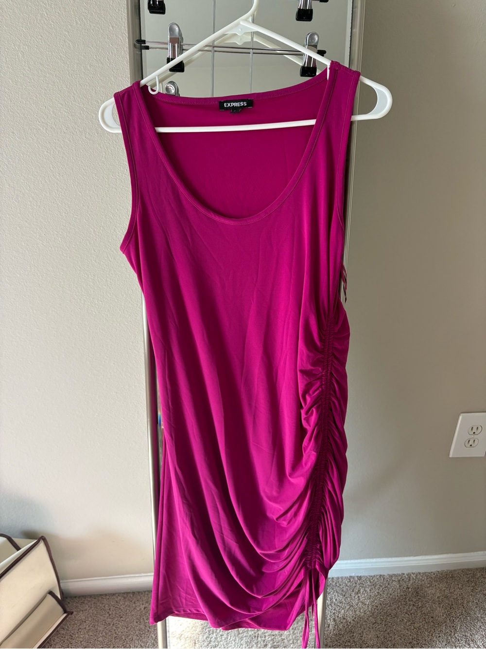 Express Fuchsia Ruched Tank Dress